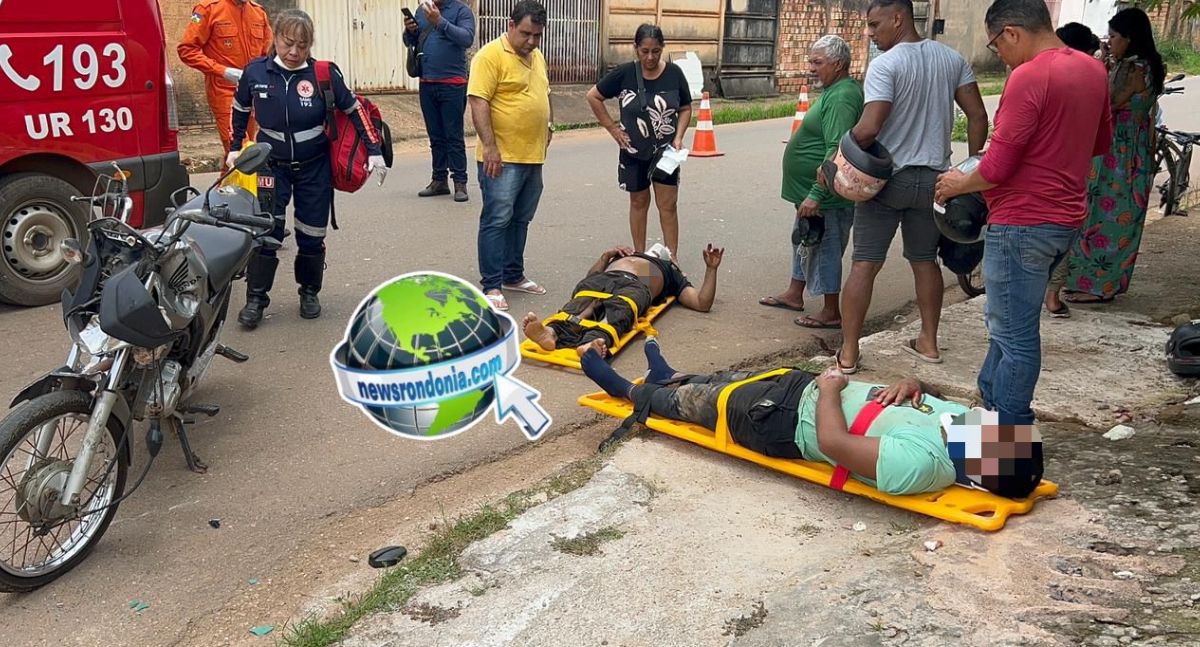 Ciclista e motociclista ficam feridos em grave acidente na zona leste