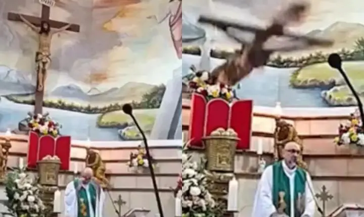 Padre falece após cruz cair durante missa online no Equador